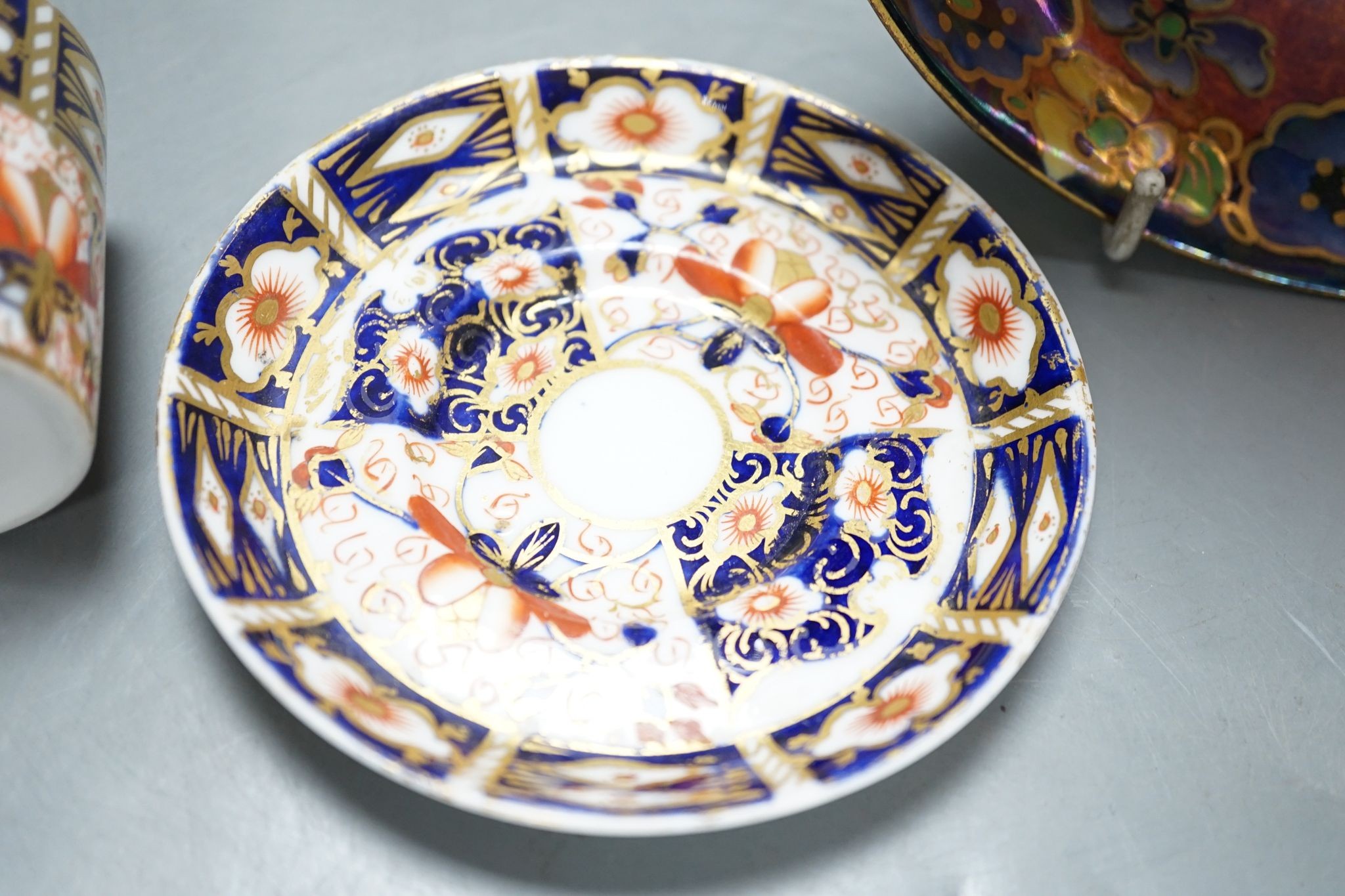 A Royal Crown Derby Imari pattern 2451 coffee can and saucer and a Regal ware lustre bowl 18.5cm